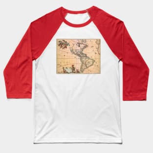 Antique Map of the Americas by Nicolaes Visscher, 1658 Baseball T-Shirt